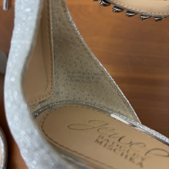Jewel Badgley Mischka Mayra Silver Rhinestone Heels Sandal Wedding Evening Block - Picture 7 of 7